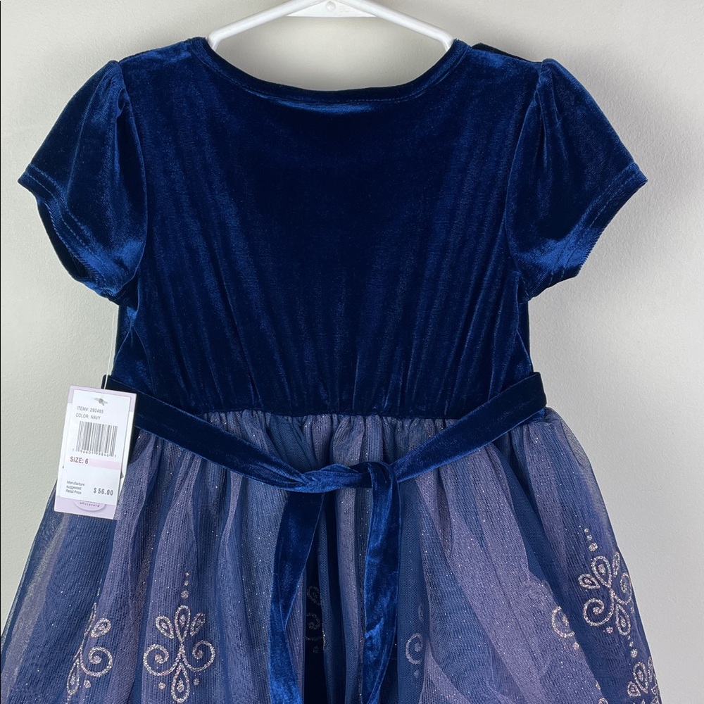 Blueberi Boulevard Blue Velvet Dress Sparkle Skirt - Picture 9 of 11